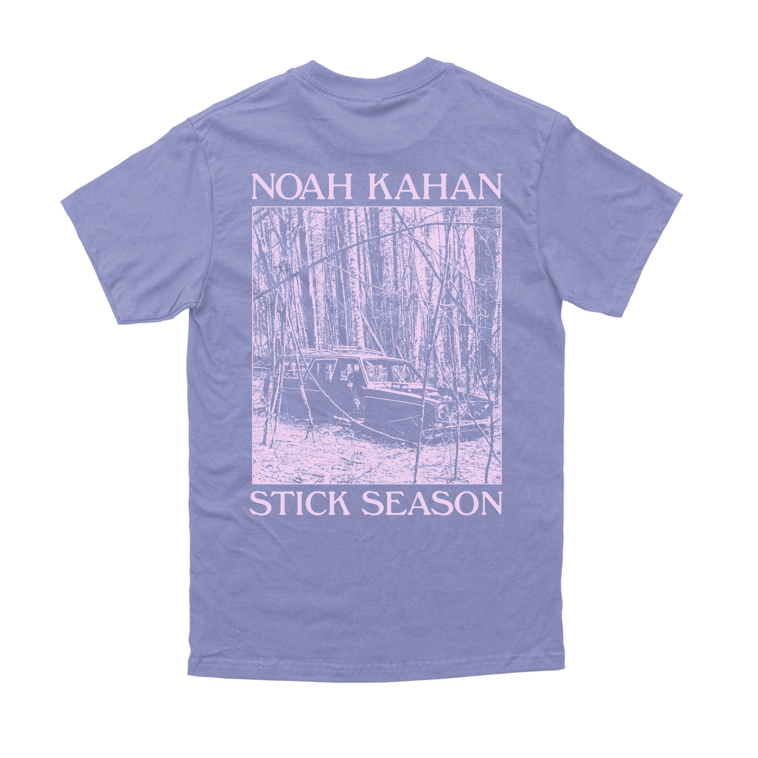 Noah Kahan Comfort Colors Violet Stick Season tee with full stick season album art on back