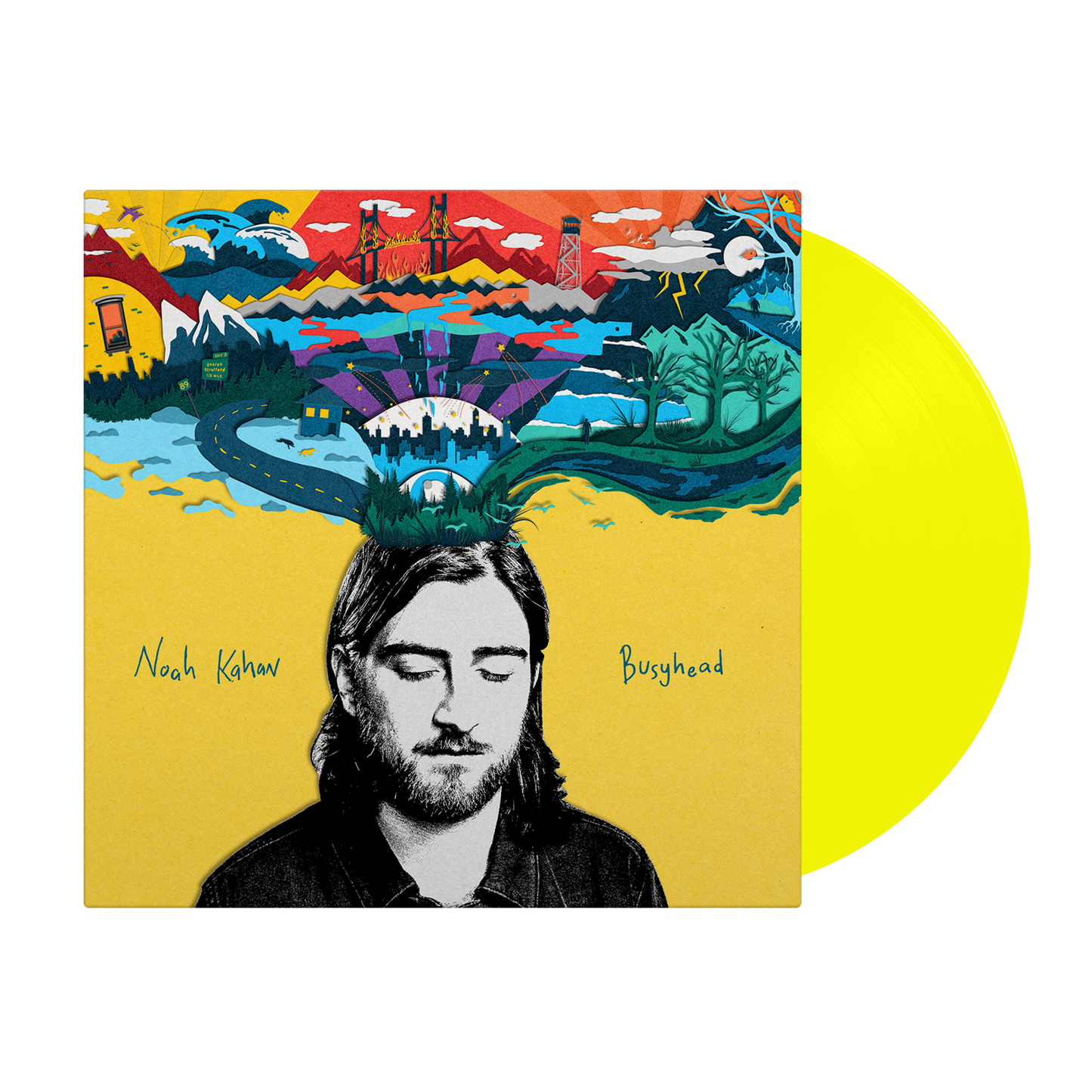 Noah Kahan Busyhead bright yellow vinyl album