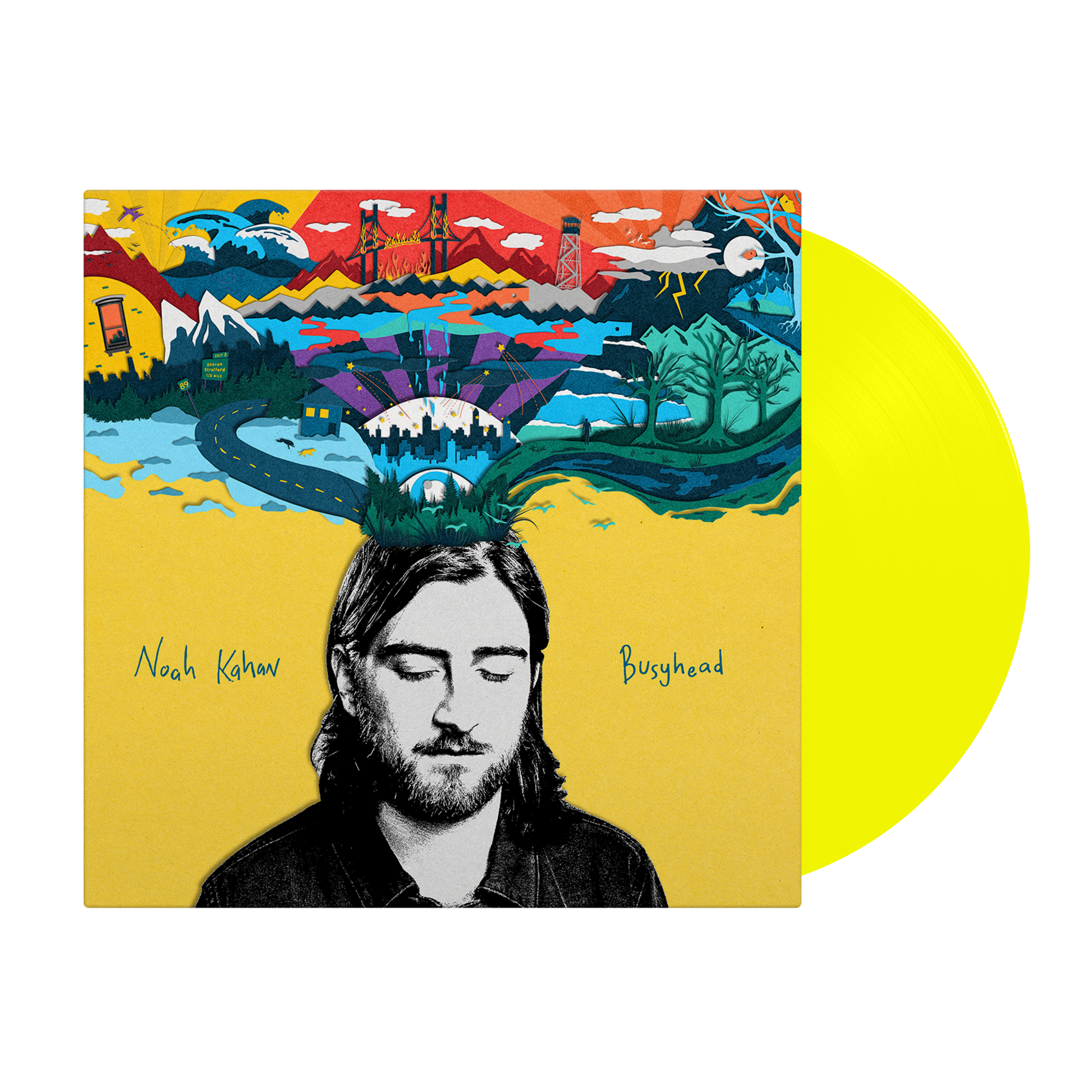 Noah Kahan Busyhead bright yellow vinyl album