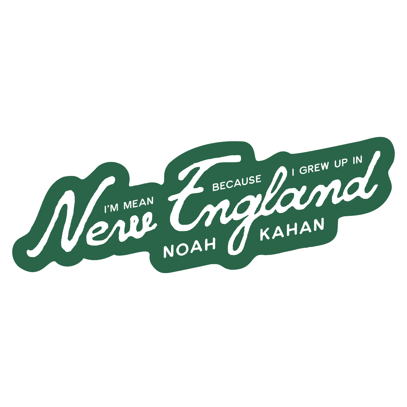 Noah Kahan New England green and white die-cut bumper sticker